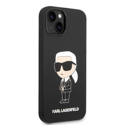 Hülle für Apple iPhone 14 Plus, Karl Lagerfeld, Silicone Ikonik Karl, Schwarz