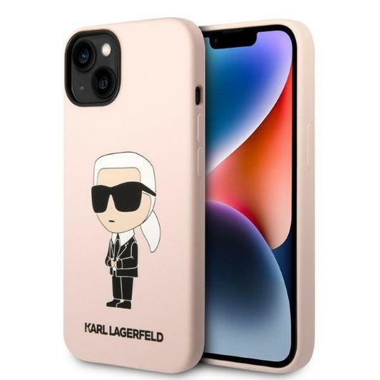 Hülle für Apple iPhone 14 Plus, Karl Lagerfeld, Silicone Ikonik Karl, Rosa