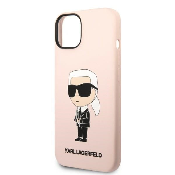 Hülle für Apple iPhone 14 Plus, Karl Lagerfeld, Silicone Ikonik Karl, Rosa