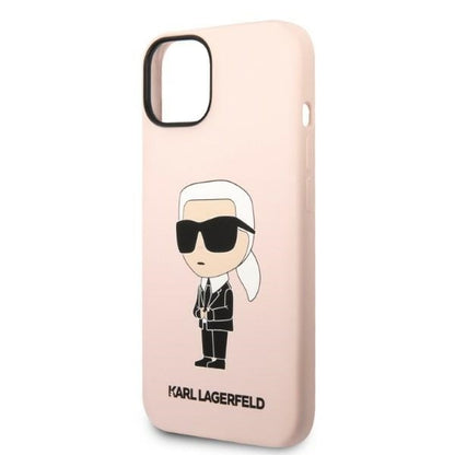 Hülle für Apple iPhone 14 Plus, Karl Lagerfeld, Silicone Ikonik Karl, Rosa