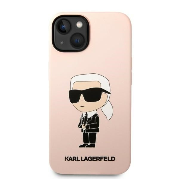 Hülle für Apple iPhone 14 Plus, Karl Lagerfeld, Silicone Ikonik Karl, Rosa