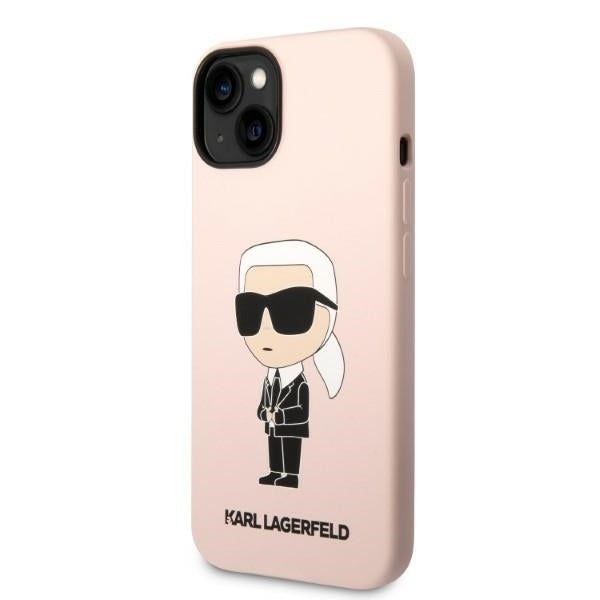 Hülle für Apple iPhone 14 Plus, Karl Lagerfeld, Silicone Ikonik Karl, Rosa