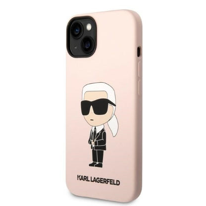 Hülle für Apple iPhone 14 Plus, Karl Lagerfeld, Silicone Ikonik Karl, Rosa