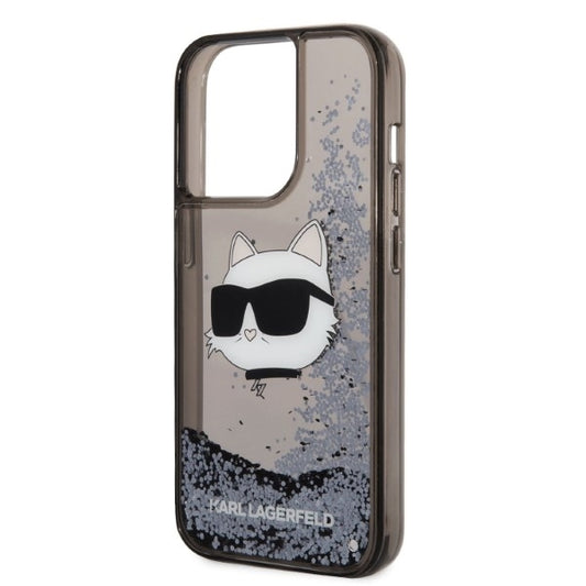 Hülle für Apple iPhone 14 Pro, Karl Lagerfeld, Glitter Choupette's Head, Schwarz