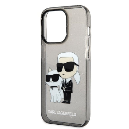 Hülle für Apple iPhone 14 Pro, Karl Lagerfeld, Glitter Karl & Choupette, Schwarz