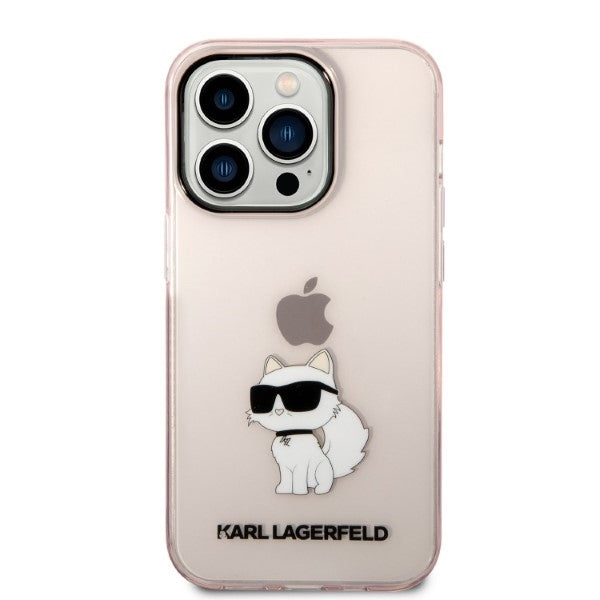 Hülle für Apple iPhone 14 Pro, Karl Lagerfeld, Ikonik Choupette, Rosa