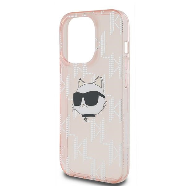 Hülle für Apple iPhone 14 Pro, Karl Lagerfeld, IML Luxury Monogram Choupette's Head, Rosa