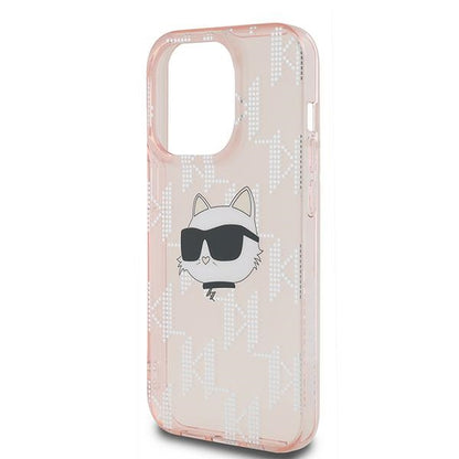 Hülle für Apple iPhone 14 Pro, Karl Lagerfeld, IML Luxury Monogram Choupette's Head, Rosa