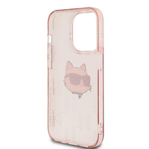 Hülle für Apple iPhone 14 Pro, Karl Lagerfeld, IML Luxury Monogram Choupette's Head, Rosa