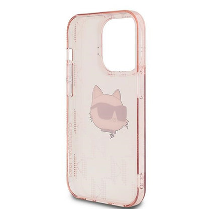 Hülle für Apple iPhone 14 Pro, Karl Lagerfeld, IML Luxury Monogram Choupette's Head, Rosa