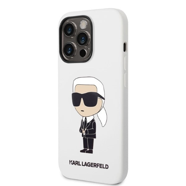 Case for Apple iPhone 14 Pro, Karl Lagerfeld, Ikonik NFT Silicone, White