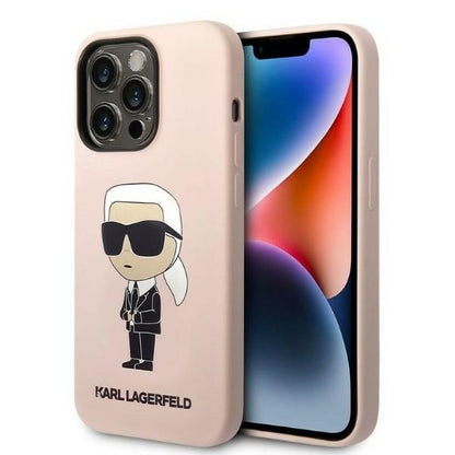 Hülle für Apple iPhone 14 Pro, Karl Lagerfeld, Silicone Ikonik NFT, Rosa