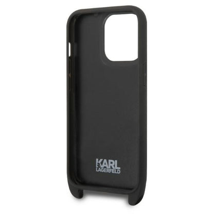 Hülle für Apple iPhone 14 Pro, Karl Lagerfeld, Monogram Ikonik Karl, Schwarz
