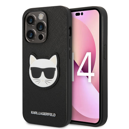Hülle für Apple iPhone 14 Pro, Karl Lagerfeld, Saffiano Choupette's Head, Schwarz