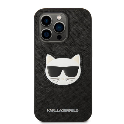 Hülle für Apple iPhone 14 Pro, Karl Lagerfeld, Saffiano Choupette's Head, Schwarz