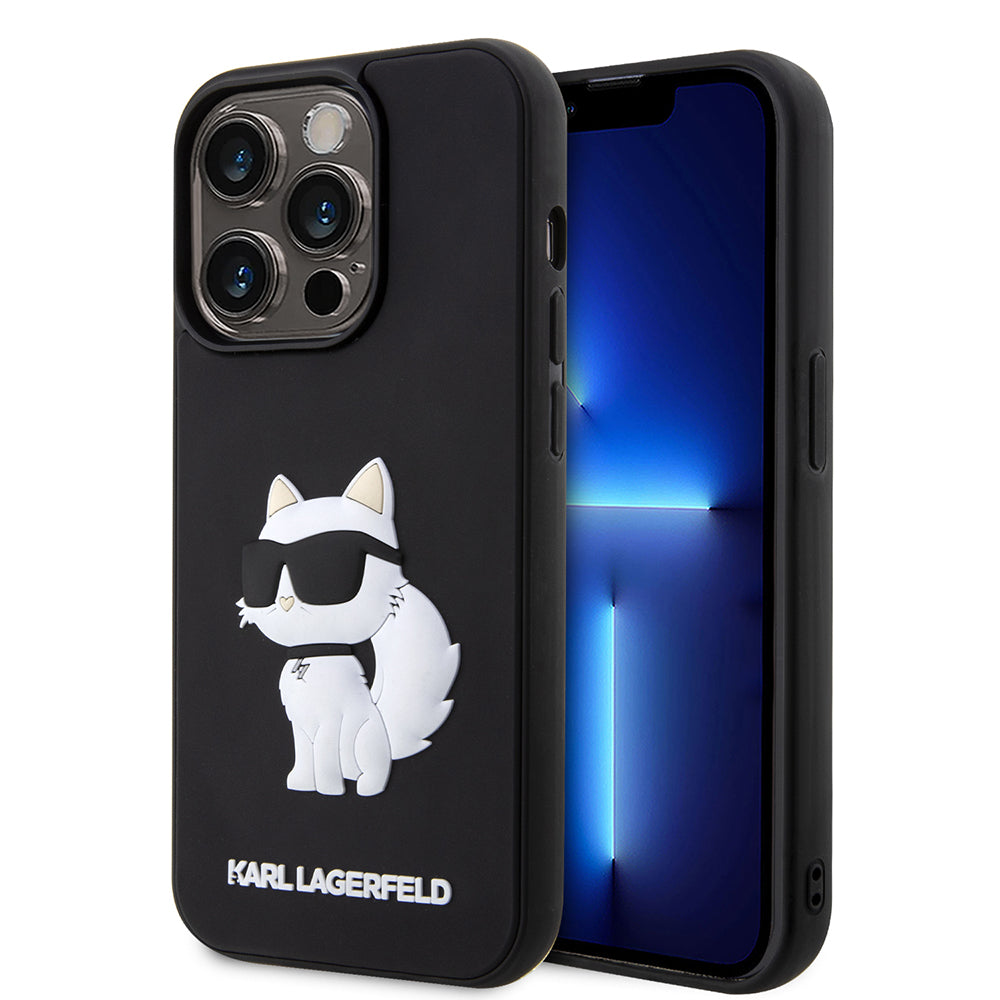 Hülle für Apple iPhone 14 Pro Max, Karl Lagerfeld, 3D Rubber Choupette, Schwarz