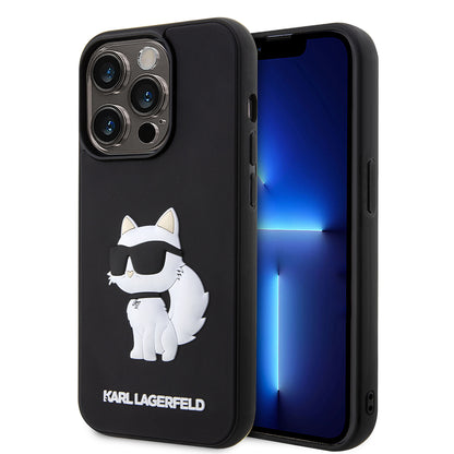 Hülle für Apple iPhone 14 Pro Max, Karl Lagerfeld, 3D Rubber Choupette, Schwarz