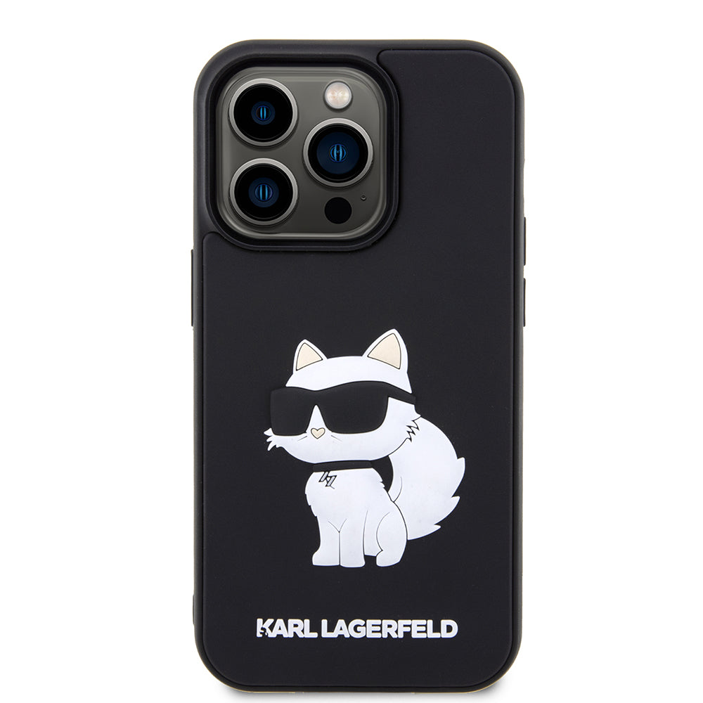 Hülle für Apple iPhone 14 Pro Max, Karl Lagerfeld, 3D Rubber Choupette, Schwarz
