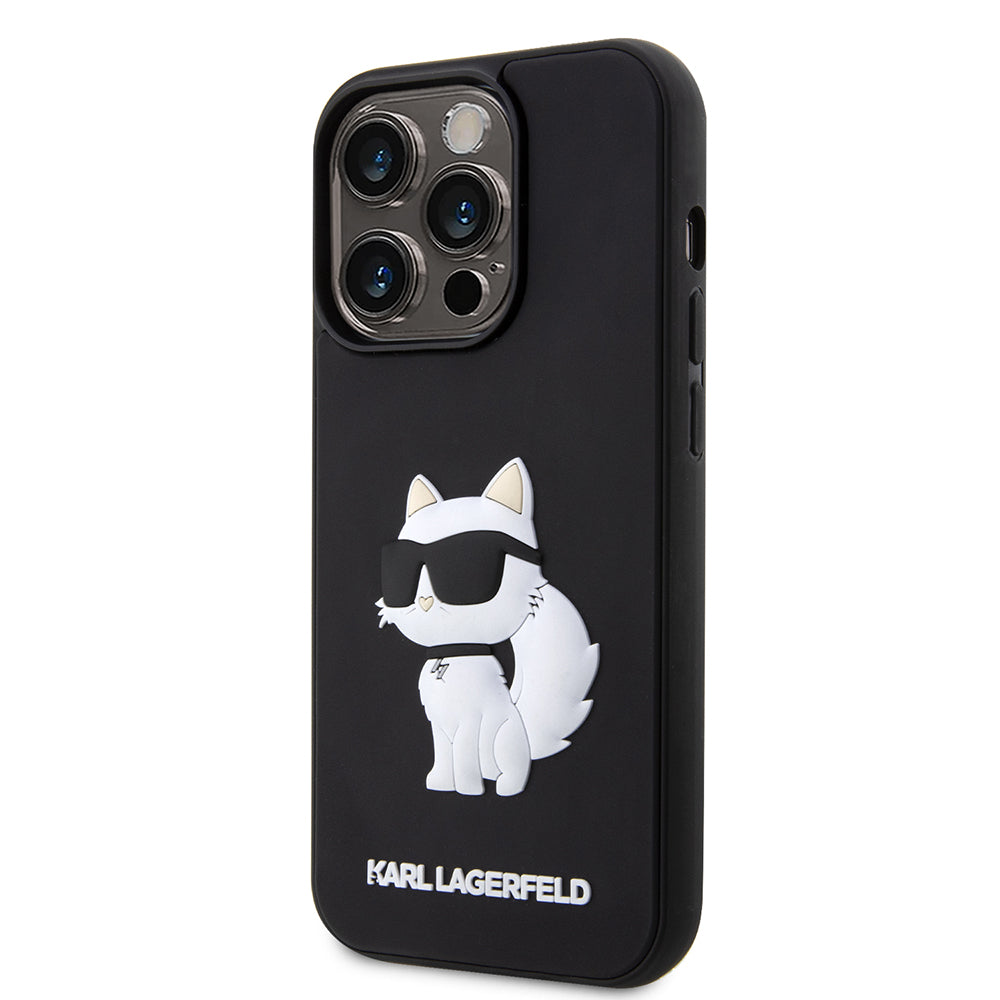 Hülle für Apple iPhone 14 Pro Max, Karl Lagerfeld, 3D Rubber Choupette, Schwarz