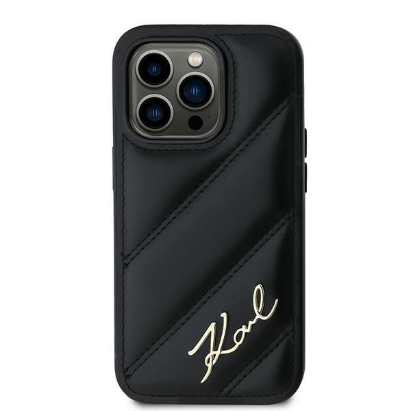 Hülle für Apple iPhone 14 Pro Max, Karl Lagerfeld, Diagonal Quilted Script, Schwarz