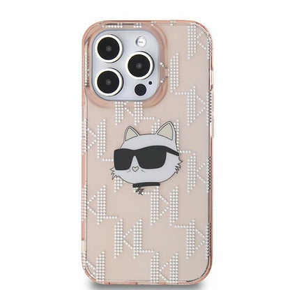 Hülle für Apple iPhone 14 Pro Max, Karl Lagerfeld, IML Luxury Monogram Choupette's Head, Rosa