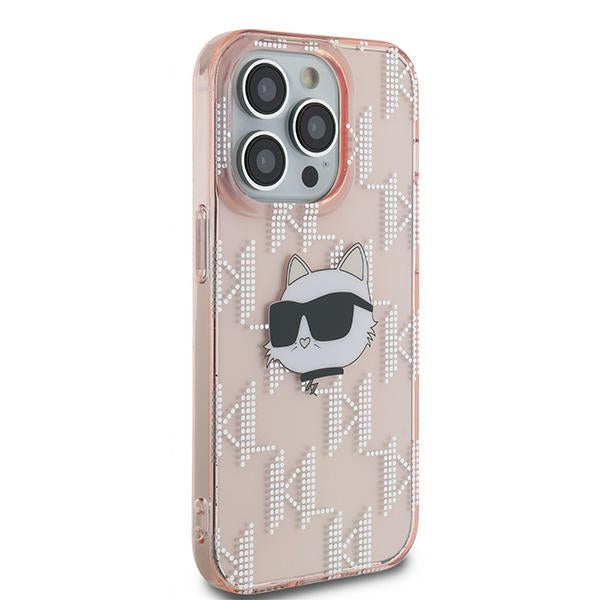 Hülle für Apple iPhone 14 Pro Max, Karl Lagerfeld, IML Luxury Monogram Choupette's Head, Rosa