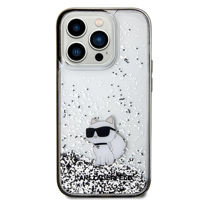 Hülle für Apple iPhone 14 Pro Max, Karl Lagerfeld, Liquid Glitter Choupette, Transparent