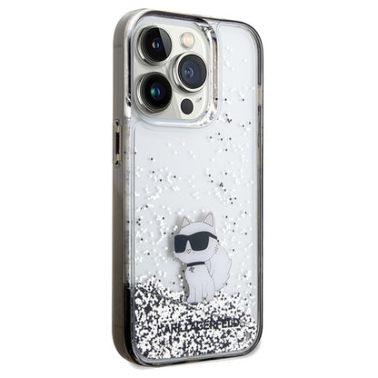 Hülle für Apple iPhone 14 Pro Max, Karl Lagerfeld, Liquid Glitter Choupette, Transparent