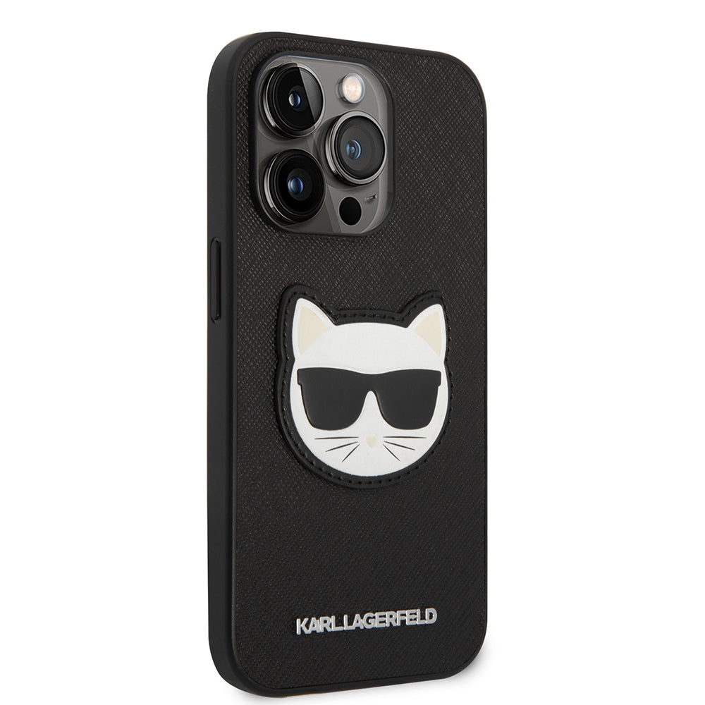 Hülle für Apple iPhone 14 Pro Max, Karl Lagerfeld, Saffiano Choupette's Head, Schwarz