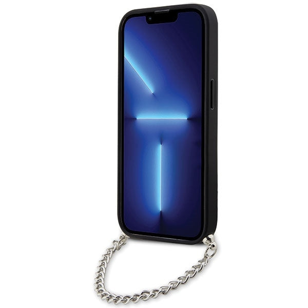 Hülle für Apple iPhone 14 Pro Max, Karl Lagerfeld, Saffiano Monogram Chain, Silbern