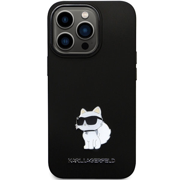 Hülle für Apple iPhone 14 Pro Max, Karl Lagerfeld, Silicone Choupette Metal, Schwarz