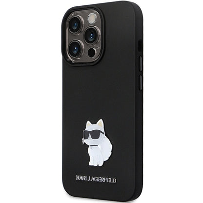 Hülle für Apple iPhone 14 Pro Max, Karl Lagerfeld, Silicone Choupette Metal, Schwarz