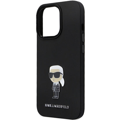 Case for Apple iPhone 14 Pro Max, Karl Lagerfeld, Silicone Ikonik Karl Metal, Black