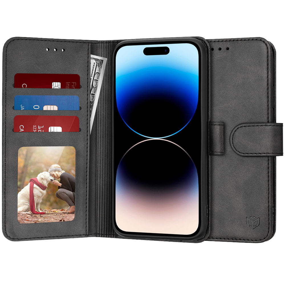 Hülle für Apple iPhone 14 Pro, Techsuit, Diary Book, Schwarz