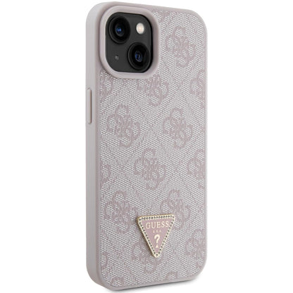 Hülle für Apple iPhone 15, Guess, 4G Triangle Strass, Rosa