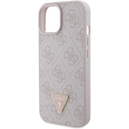 Hülle für Apple iPhone 15, Guess, 4G Triangle Strass, Rosa
