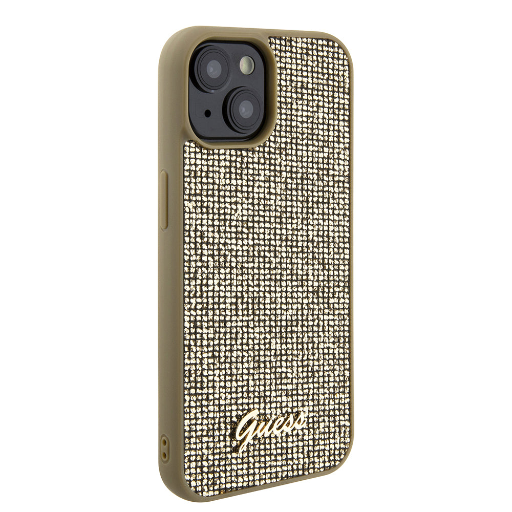 Case for Apple iPhone 15, Guess, Disco Metal Script, Gold