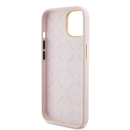 Case for Apple iPhone 15, Guess, Strass 4G Logo, Light Pink