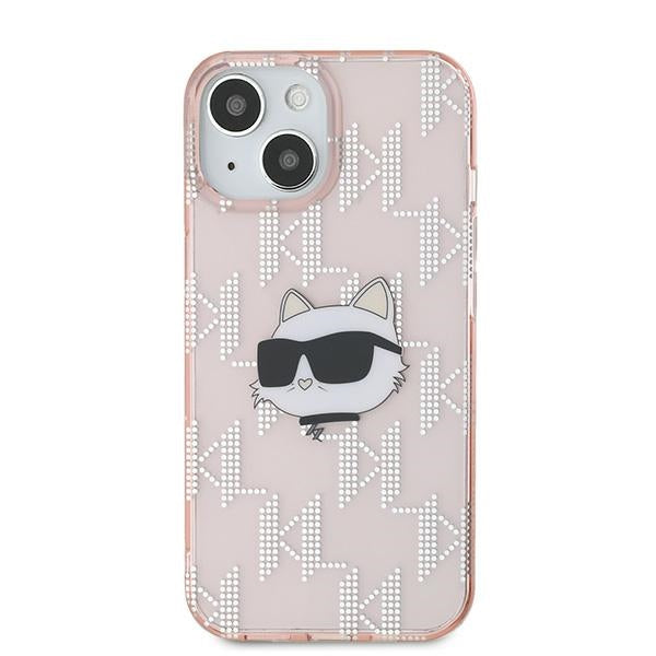 Case for Apple iPhone 15, Karl Lagerfeld, IML Luxury Monogram Choupette's Head, Pink