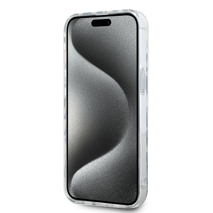 Hülle für Apple iPhone 15, Karl Lagerfeld, IML Luxury Zebra Muster mit Trageriemen, Schwarz