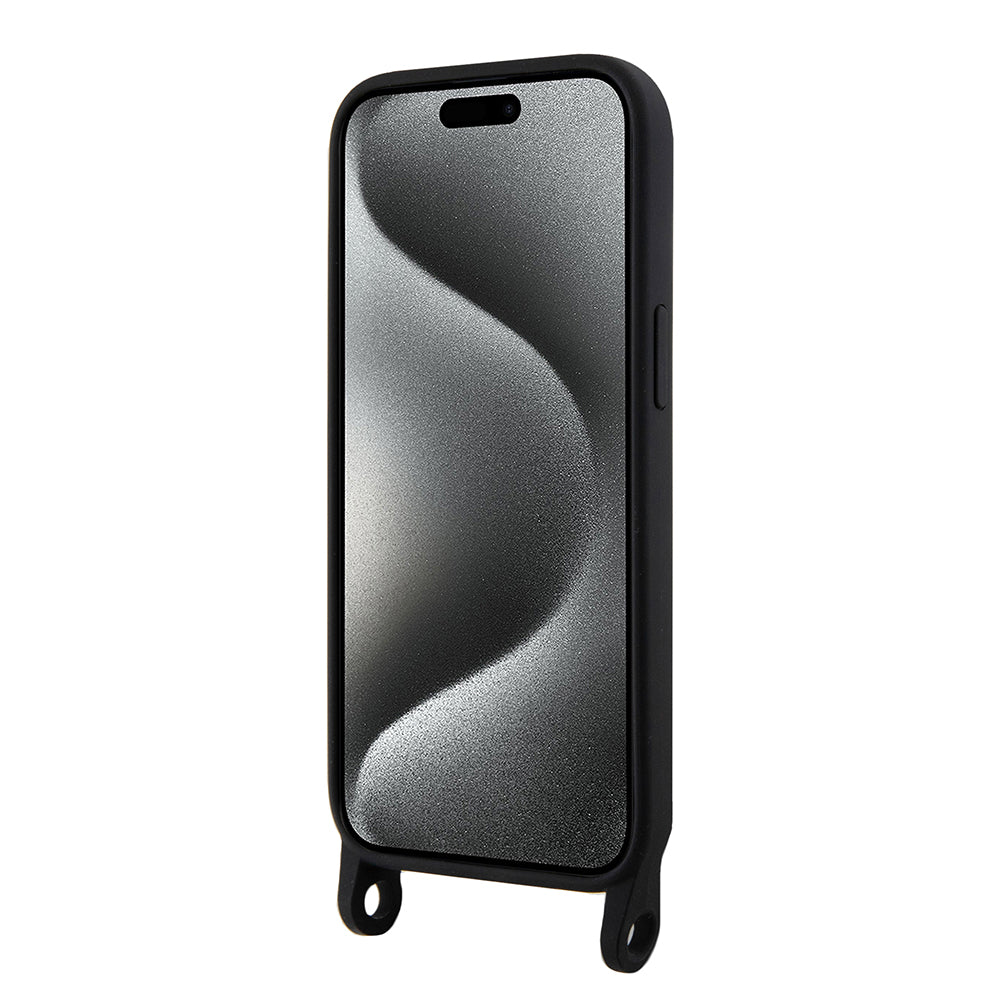 Case for Apple iPhone 15, Karl Lagerfeld, Silicone Crossbody Ikonik Karl, Black