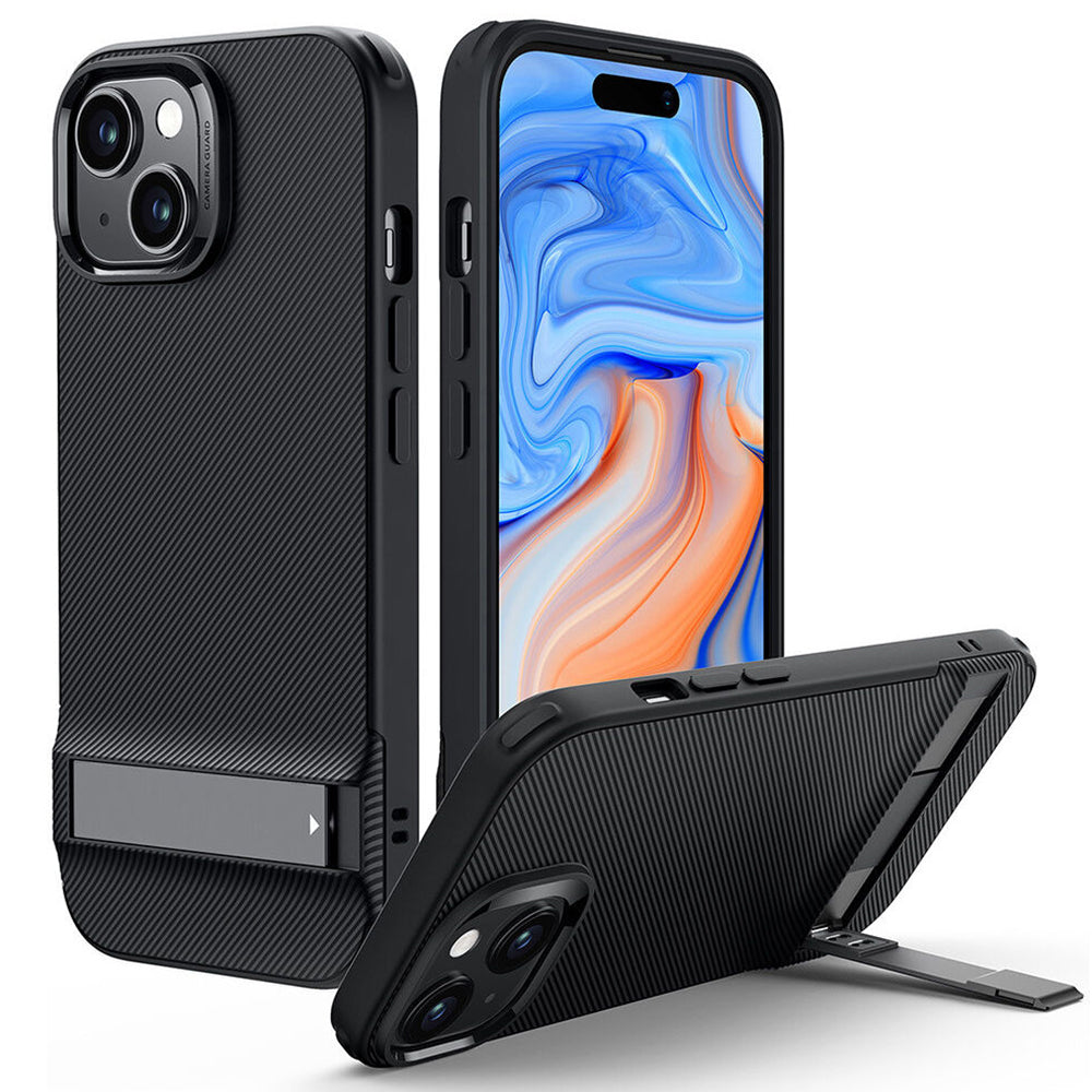 Hülle für Apple iPhone 15 Plus, ESR, Air Shield Boost Kickstand, Schwarz