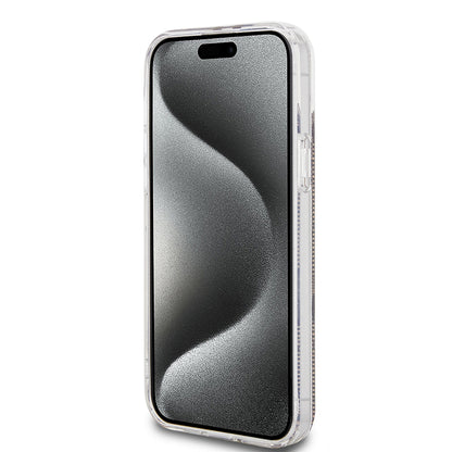 Hülle für Apple iPhone 15 Plus, Guess, IML 4G Gold Stripe, Braun