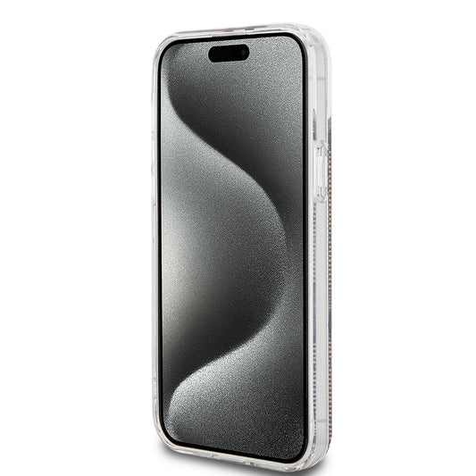 Hülle für Apple iPhone 15 Plus, Guess, IML 4G Gold Stripe, Braun