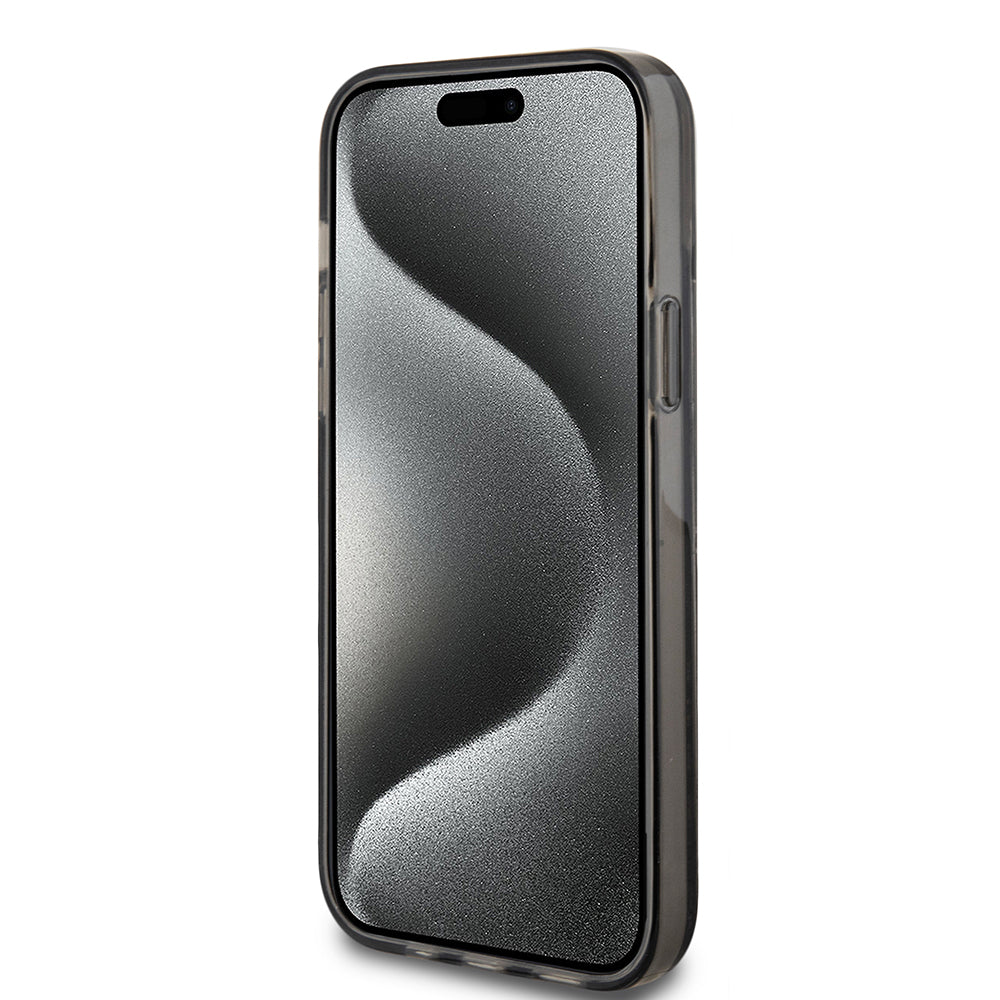 Hülle für Apple iPhone 15 Plus, Guess, Liquid Glitter Gold Stripes, Schwarz