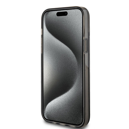 Hülle für Apple iPhone 15 Plus, Guess, Liquid Glitter Gold Stripes, Schwarz