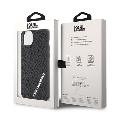 Hülle für Apple iPhone 15 Plus, Karl Lagerfeld, 3D Rubber Multi Logo, Schwarz