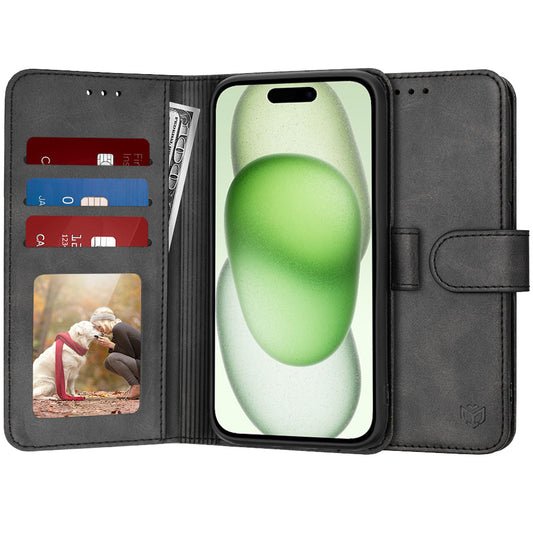 Hülle für Apple iPhone 15 Plus, Techsuit, Diary Book, Schwarz