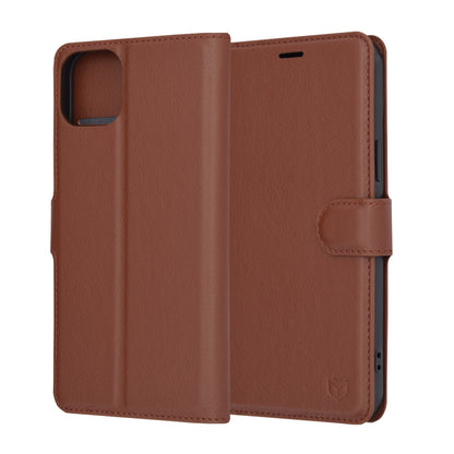 Hülle für Apple iPhone 15 Plus, Techsuit, Leder-Folio, Braun