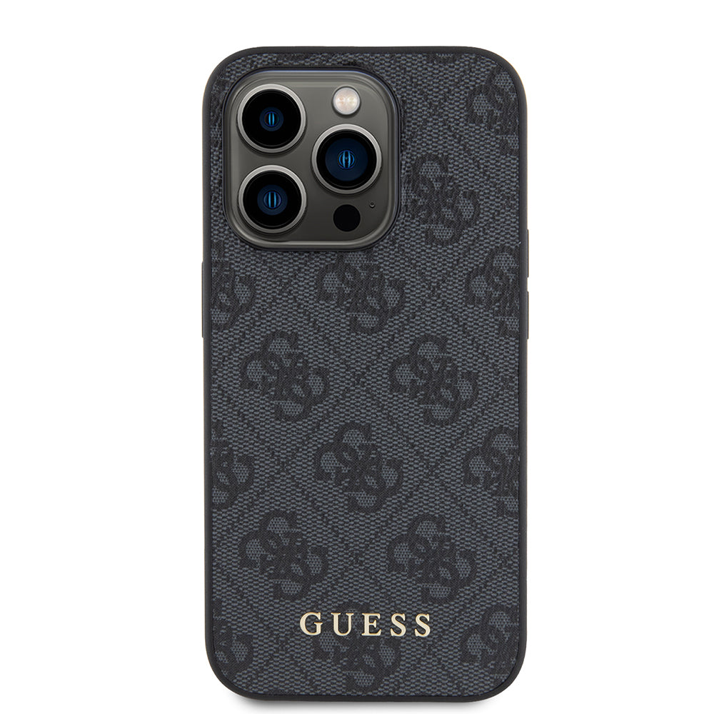 Case for Apple iPhone 15 Pro, Guess, 4G Metal Gold Logo, Grey